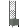 vidaXL Garden Planter with Trellis&Wheels Light Grey 40 x 40 x 146 cm