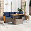 vidaXL 5 Piece Garden Sofa Set with Cushions Grey Poly Rattan Acacia