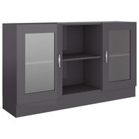 vidaXL Vitrine Cabinet High Gloss Grey 120x30.5x70 cm Engineered Wood