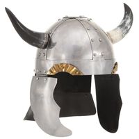 vidaXL Fantasy Viking Helmet LARP Silver Steel