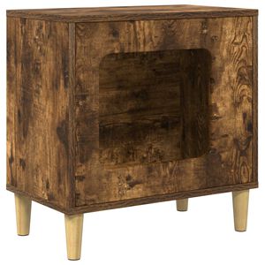 vidaXL Cat House Smoked Oak 51 x 30 x 52 cm Engineered Wood