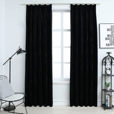 vidaXL Blackout Curtains 2pcs with Hooks Velvet Antique Pink 140x175cm