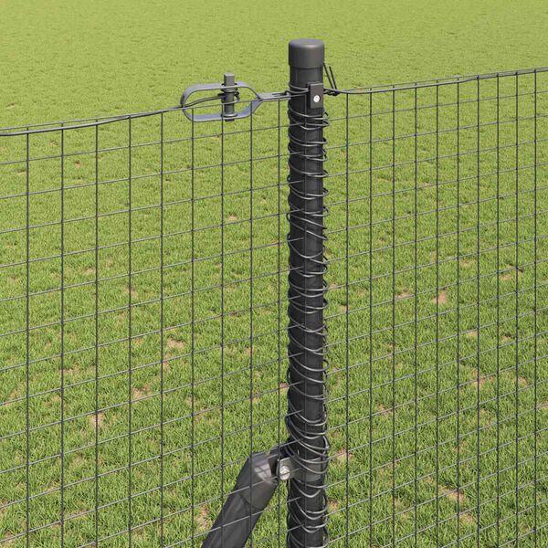 vidaXL Fence Post Grey 10 x 1.6 m (25 x 25 mm mesh) Steel and PVC