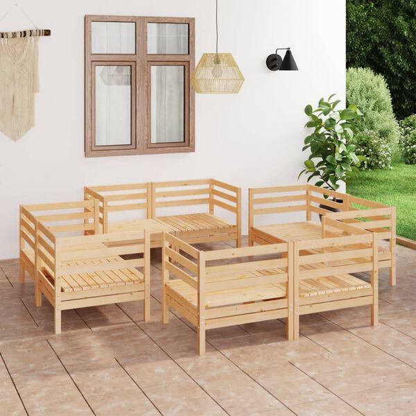 vidaXL 8 Piece Garden Lounge Set Solid Pinewood
