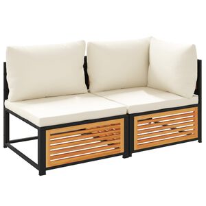 vidaXL Garden Sofa with Cushions 2-Seater Solid Wood Acacia