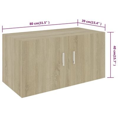 vidaXL Wall Mounted Cabinet Sonoma Oak 80x39x40 cm Engineered Wood
