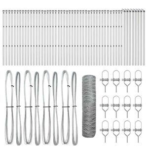 vidaXL Hexagonal Fence Ground Fix 100 x 0.5 m Galvanised Steel Silver
