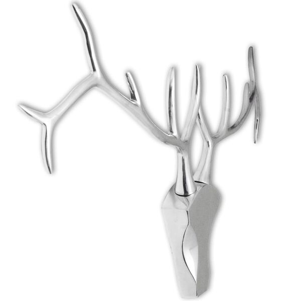 vidaXL Deer Head Decoration Wall-Mounted Aluminium Silver
