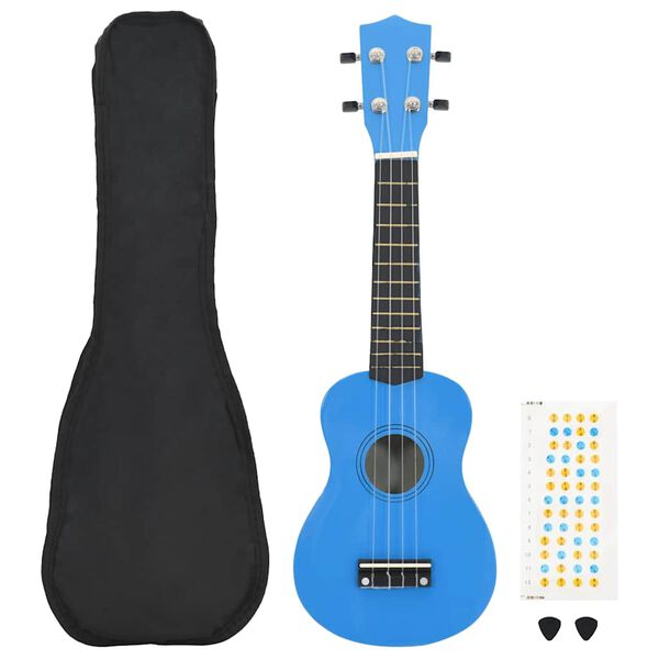 vidaXL Soprano Ukulele Set with Bag for Kids Baby Blue 23"