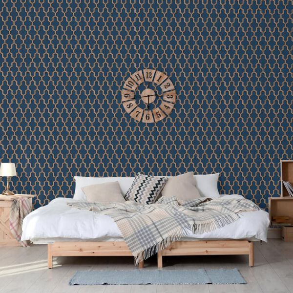 DUTCH WALLCOVERINGS Wallpaper Geometric Blue and Gold