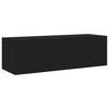 vidaXL 3 Piece TV Wall Cabinets with LED Lights Black