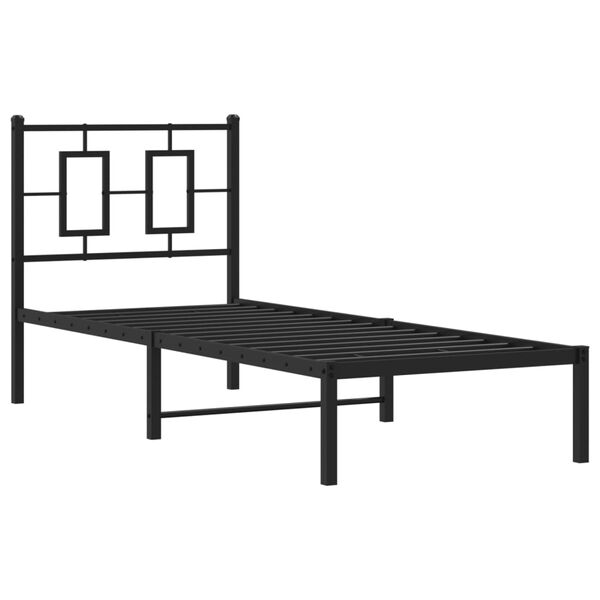 vidaXL Metal Bed Frame without Mattress with Headboard Black 80x200cm