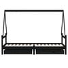 vidaXL Kids Bed Frame with Drawers Black 80x200 cm Solid Wood Pine