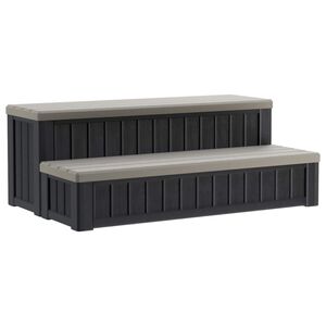 vidaXL Hot Tub Step with Storage 2-Step Brown and Grey 93 x 57 x 35 cm