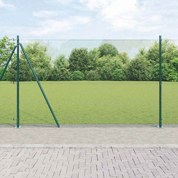 vidaXL Fence Post Green 25 x 1.4 m (16 x 16 mm mesh) Steel and PVC
