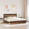 vidaXL Bed Frame with Headboard Old Wood 200 x 200 cm Solid Pine Wood
