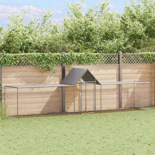 vidaXL Chicken Coop 5x1x1.5 m Galvanised Steel