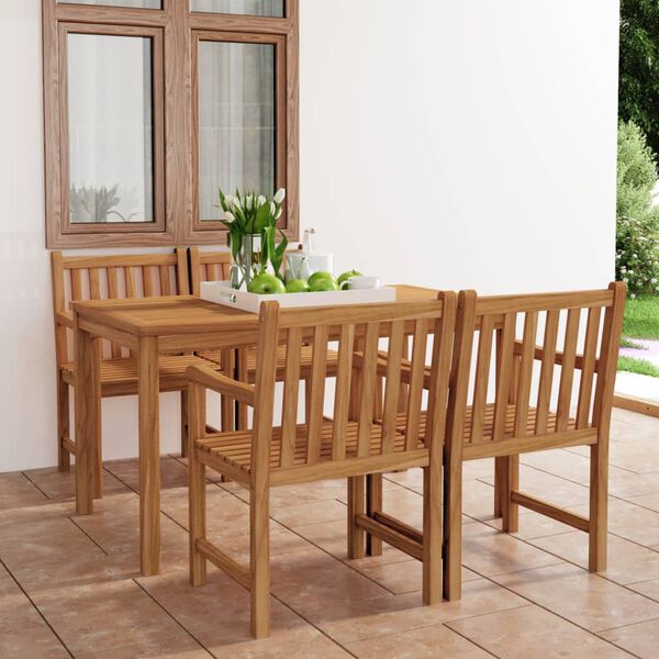 vidaXL 5 Piece Garden Dining Set 140x80 cm Solid Teak Wood