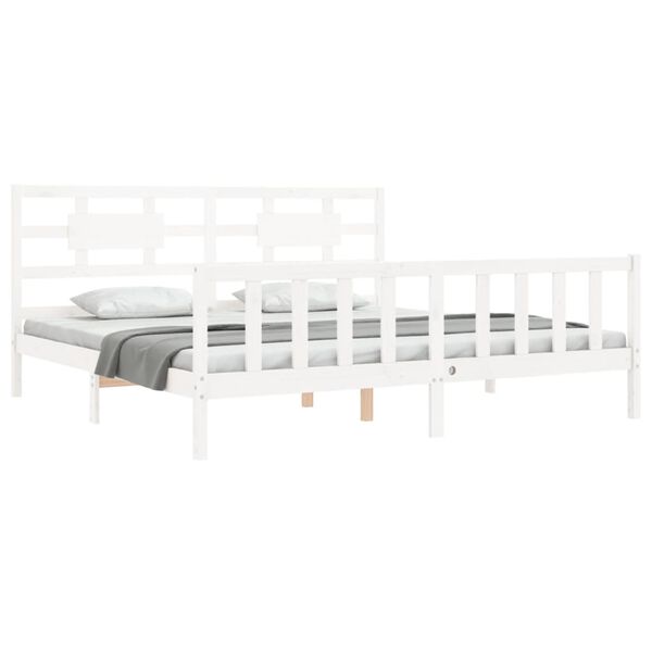 vidaXL Bed Frame without Mattress White Super King Size Solid Wood Pine