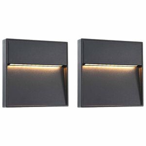 vidaXL Outdoor LED Wall Lights 2 pcs 3 W Black Square