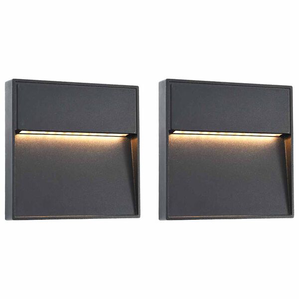 vidaXL Outdoor LED Wall Lights 2 pcs 3 W Black Square