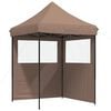 vidaXL Foldable Party Tent Pop-Up with 2 Sidewalls Brown