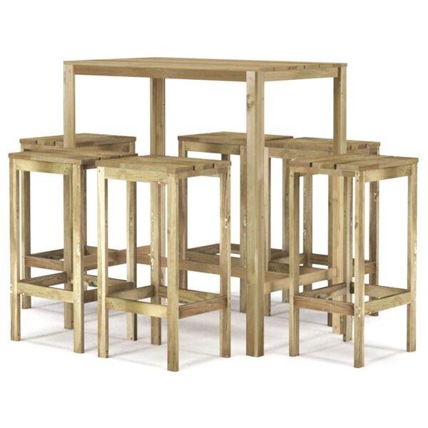 vidaXL 7 Piece Garden Bar Set Impregnated Pinewood