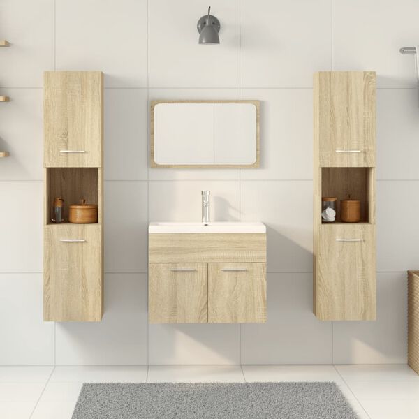 vidaXL 5 Piece Bathroom Furniture Set Sonoma Oak Engineered Wood