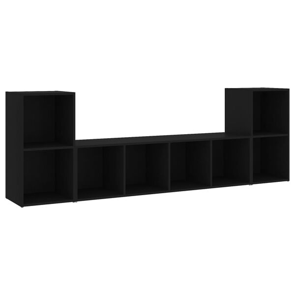 vidaXL 3 Piece TV Cabinet Set Black Engineered Wood