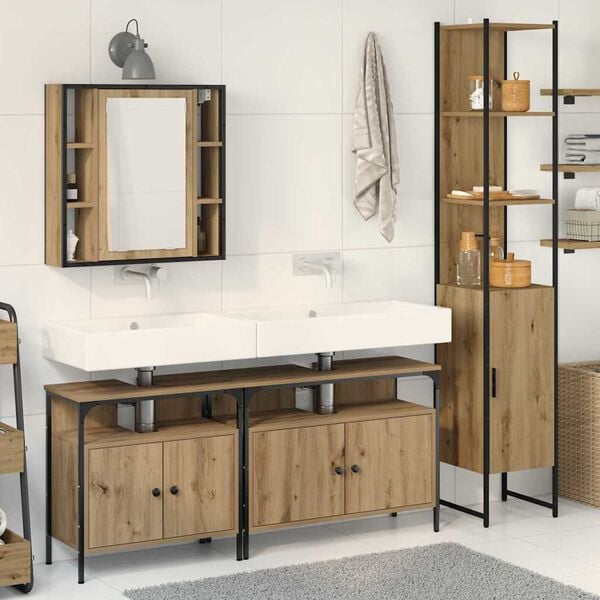 vidaXL Bathroom Furniture Set 4 pcs Artisan Oak Engineered Wood