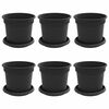 vidaXL Plant Pots 6 pcs Black &Oslash; 15 x 12 cm Plastic