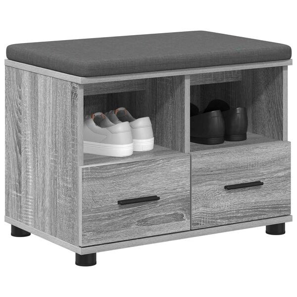 vidaXL Hall Bench with Cushion with Drawer Grey Sonoma 60 x 38 x 46 cm