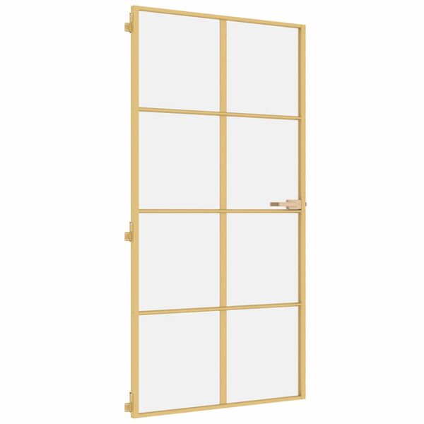 vidaXL Interior Door Slim Golden 102.5x201.5 cm Tempered Glass and Aluminium