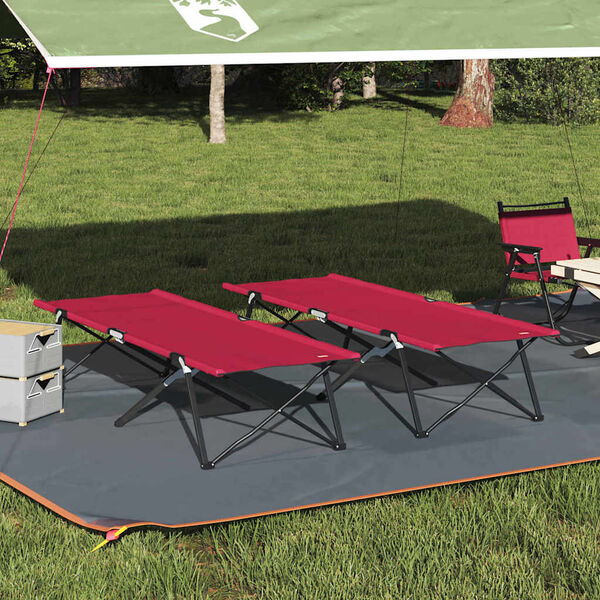 vidaXL Folding Camping Bed 2 pcs Red 206 x 76 x 74 cm Oxford and Steel