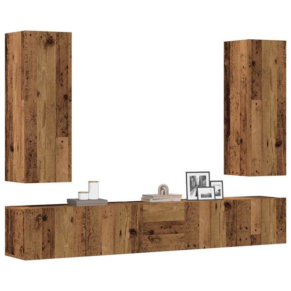 vidaXL 5 Piece TV Cabinet Set Wall-mounted Old Wood Engineered Wood