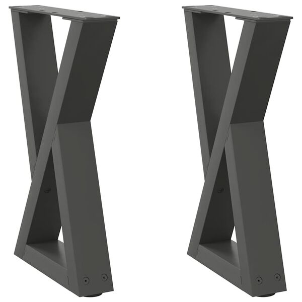 vidaXL Coffee Table Legs 2 pcs Anthracite 38x(42-43.3) cm Steel