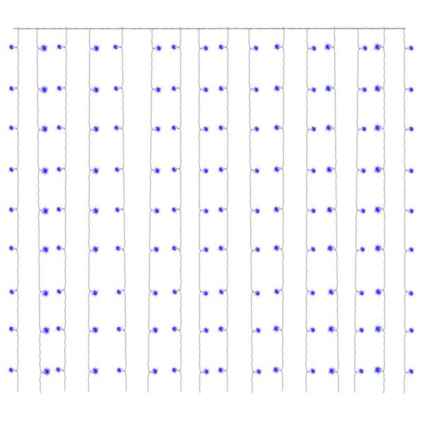 vidaXL LED Curtain Fairy Lights 3x3m 300 LED Blue 8 Function