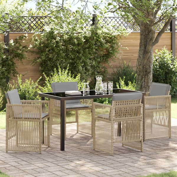 vidaXL Garden Dining Set 5 pcs Beige Powder-Coated Steel