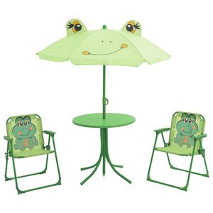 vidaXL 3 Piece Kids'Garden Bistro Set with Parasol Green
