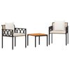 vidaXL Outdoor Furniture Set 3 pcs Brown and Cream White Poly Rattan