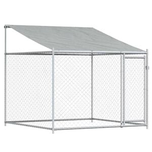 vidaXL Dog Cage with Roof and Door Grey 2x2x2 m Galvanised Steel