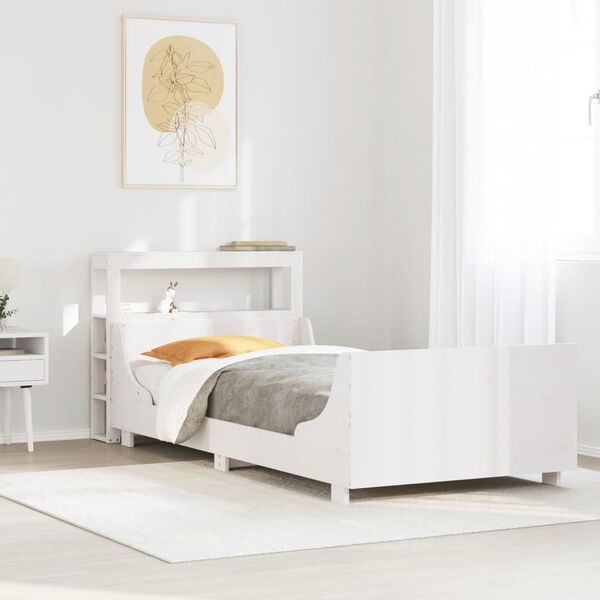 vidaXL Bed Frame without Mattress White 90x200 cm Solid Wood Pine