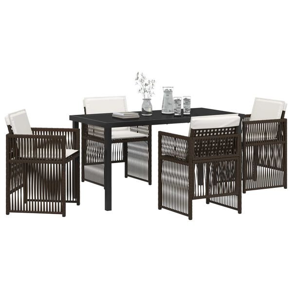 vidaXL Garden Dining Set 5 pcs Brown Powder-Coated Steel