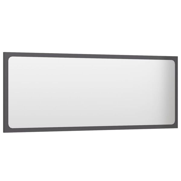 vidaXL Bathroom Mirror High Gloss Grey 100x1.5x37 cm Engineered Wood