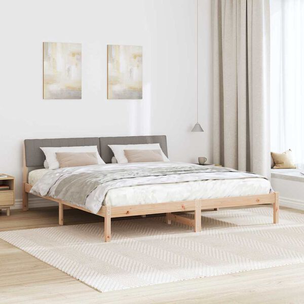 vidaXL Bed frame Brown and taupe 180 x 200 cm Solid pine wood