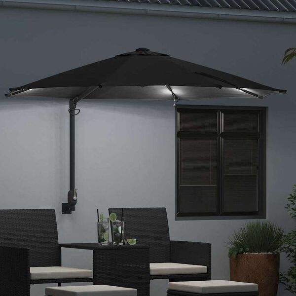 vidaXL Garden Parasol Manual Black and Black 248 x 248 x 148 cm