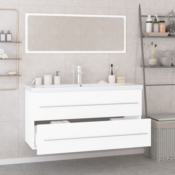 vidaXL Bathroom Furniture Set High Gloss White Engineered Wood