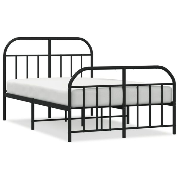 vidaXL Metal Bed Frame without Mattress with Footboard Black 120x190cm
