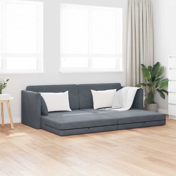 vidaXL Floor Sofa Bed Dark Grey 213 x 70 x 77 cm Velvet