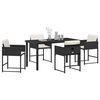 vidaXL Garden Dining Set 5 pcs Black Poly Rattan